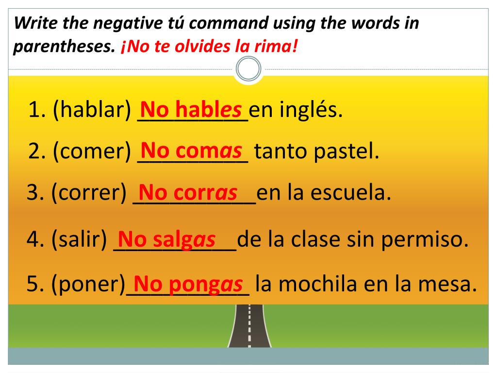 PPT Mandatos informales Informal ( Tú ) Commands PowerPoint