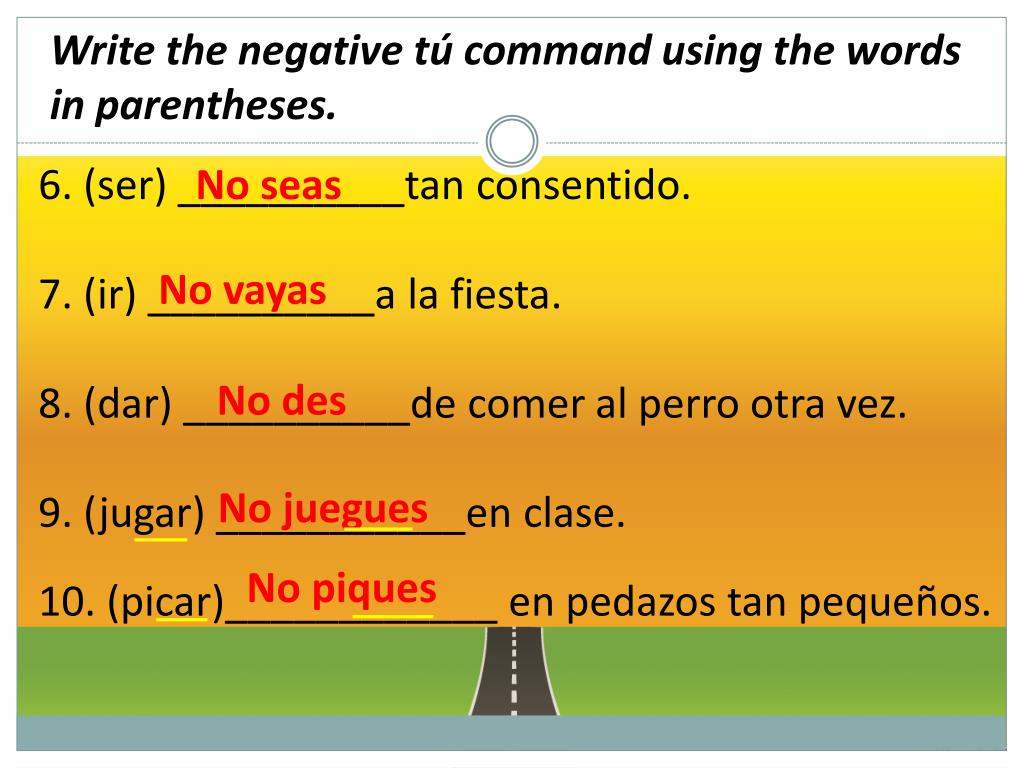 PPT Mandatos informales Informal ( Tú ) Commands PowerPoint Presentation ID1925403