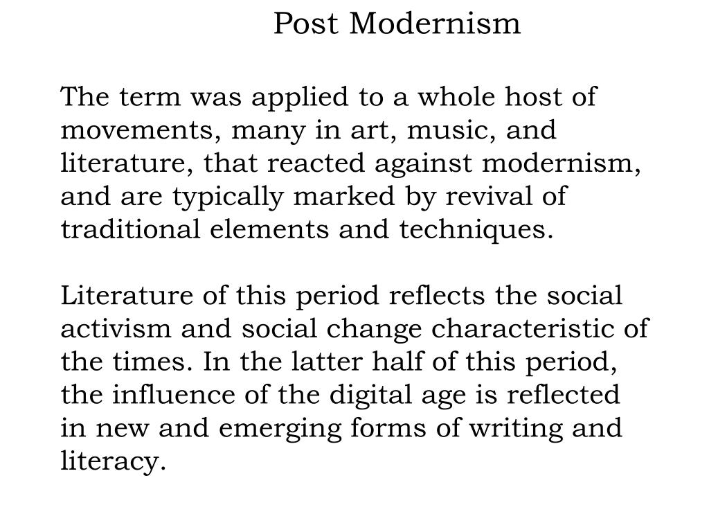 PPT The Post Modern period of American Literature PowerPoint