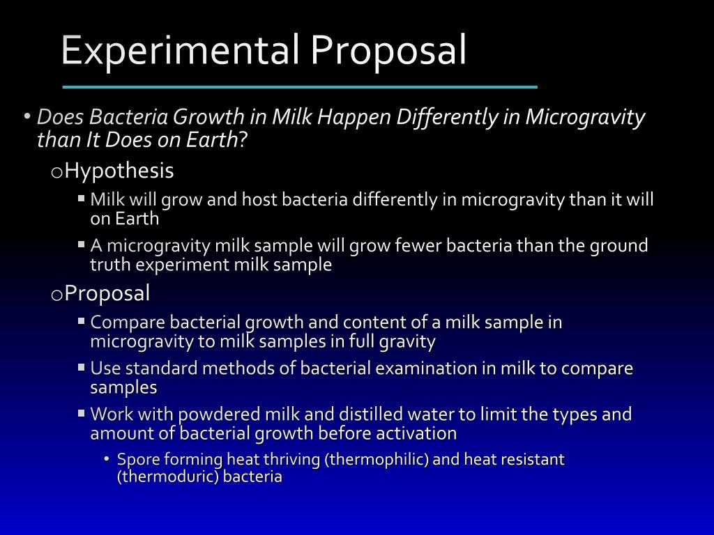 PPT Does Bacteria Growth in Milk Happen Differently in Microgravity