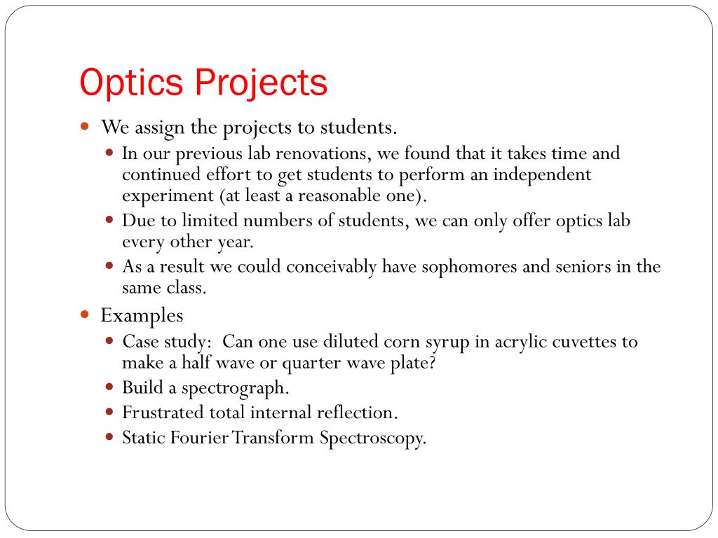 PPT Modifying the Optics Laboratory for Greater Conceptual