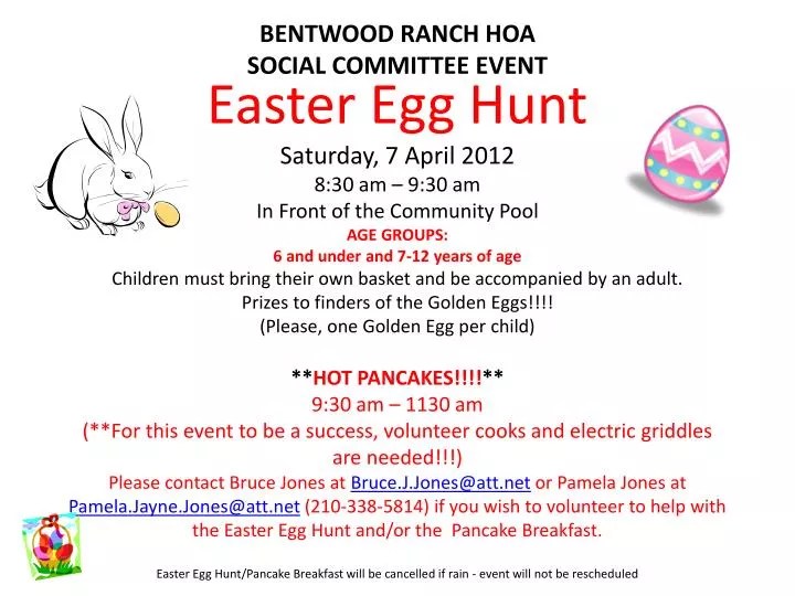 PPT BENTWOOD RANCH HOA SOCIAL COMMITTEE EVENT PowerPoint Presentation