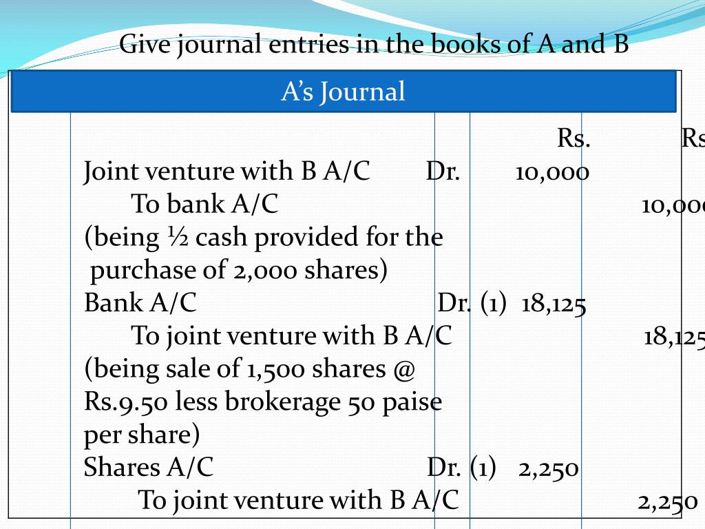PPT ACCOUNTING FOR JOINT VENTURES PowerPoint Presentation ID1949128