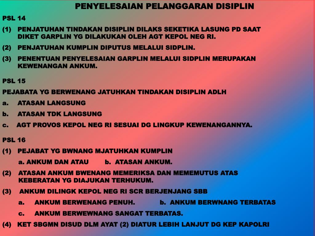 PPT PP NO 2 THN 2003 TTNG PERATURAN DISIPLIN ANGGOTA POLRI PowerPoint