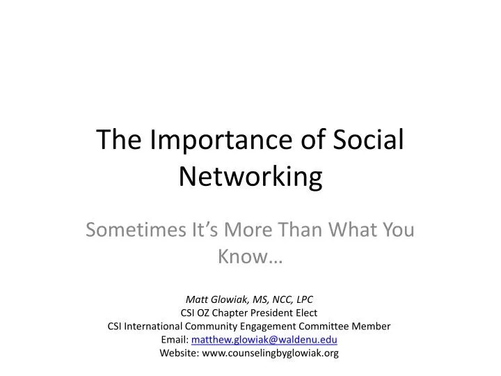 PPT The Importance of Social Networking PowerPoint Presentation, free