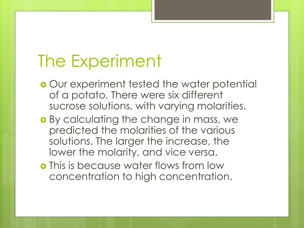 PPT Osmosis and Water Potential of a Potato PowerPoint Presentation