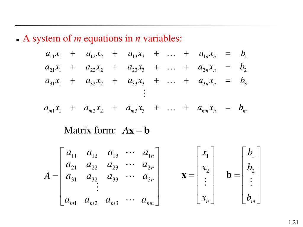 PPT Chapter 1 Systems of Linear Equations PowerPoint Presentation
