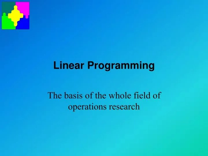 PPT Linear Programming PowerPoint Presentation, free download ID