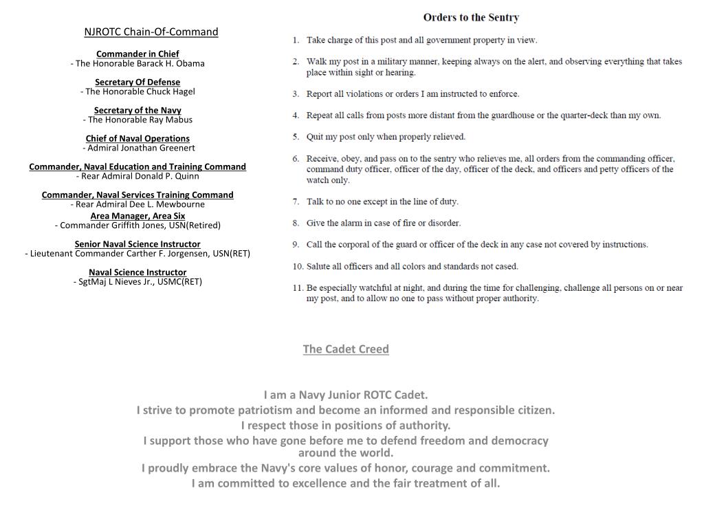 PPT The Cadet Creed I am a Navy Junior ROTC Cadet. PowerPoint