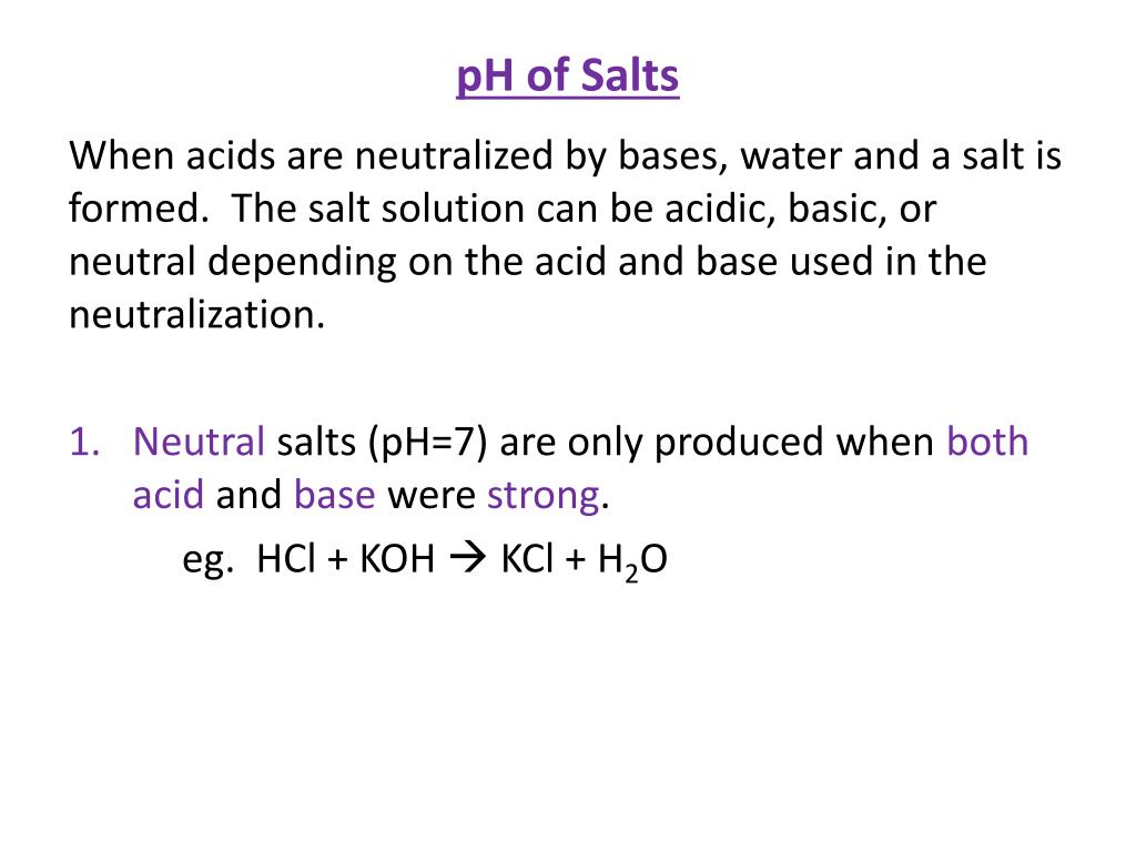 PPT pH of Salts PowerPoint Presentation, free download ID1994692