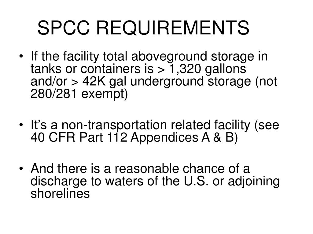PPT Spill Prevention Control Countermeasure Regulation 40 CFR 112