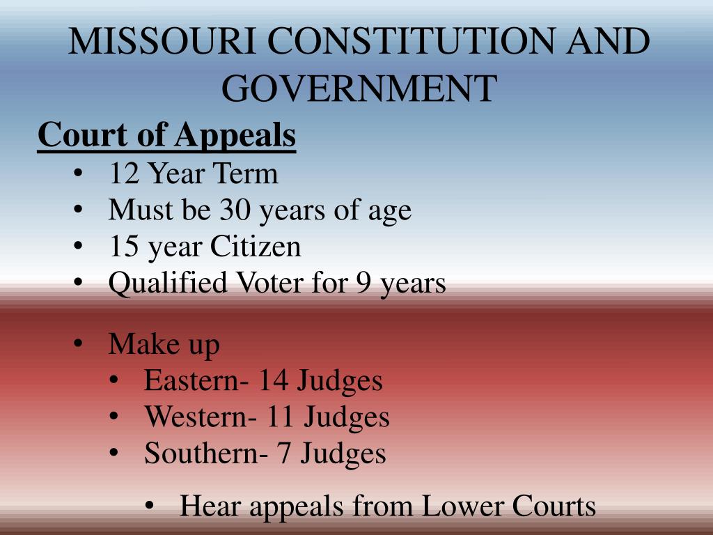 PPT MISSOURI CONSTITUTION AND GOVERNMENT PowerPoint Presentation