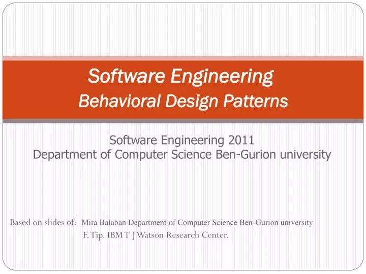 PPT Software Engineering Behavioral Design Patterns PowerPoint