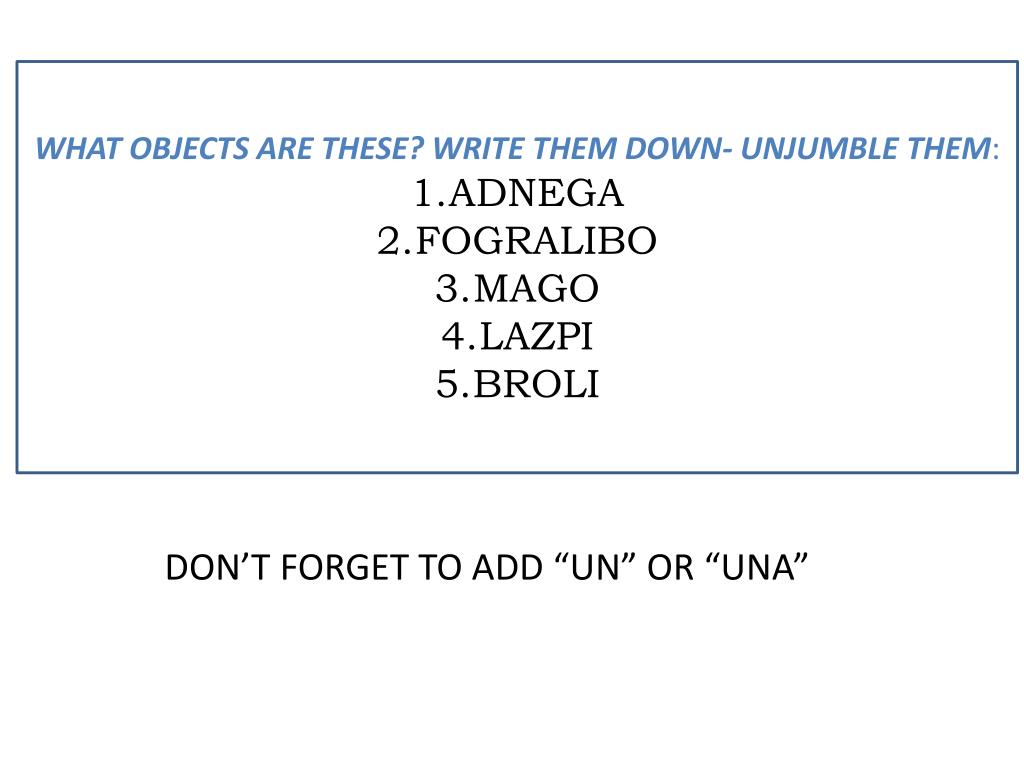 PPT WALT TO SAY WHAT I HAVE IN MY SCHOOL BAG IN SPANISH PowerPoint