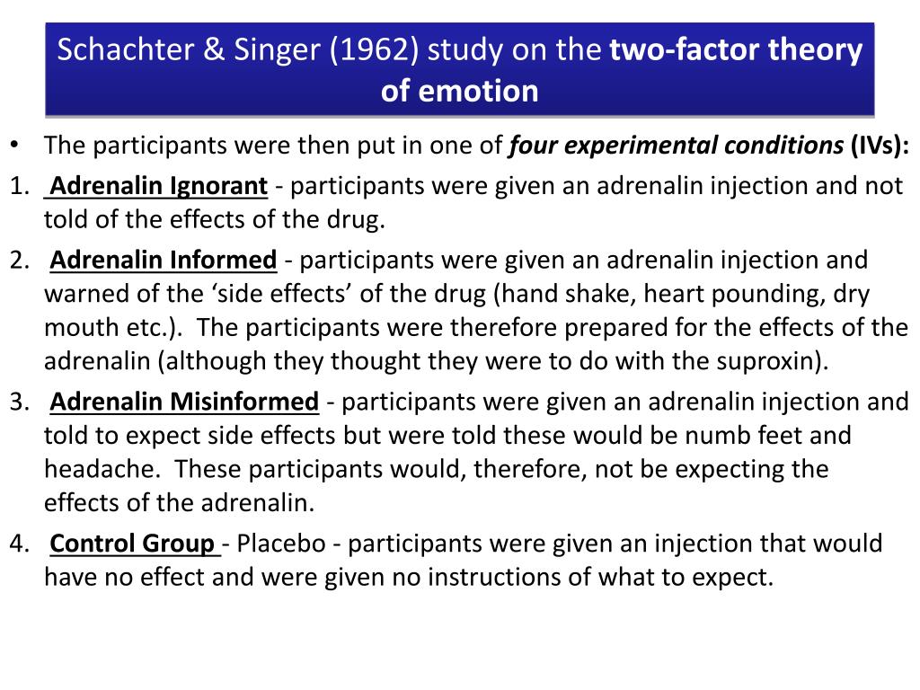 PPT Schachter & Singer (1962) twofactor theory of emotion PowerPoint