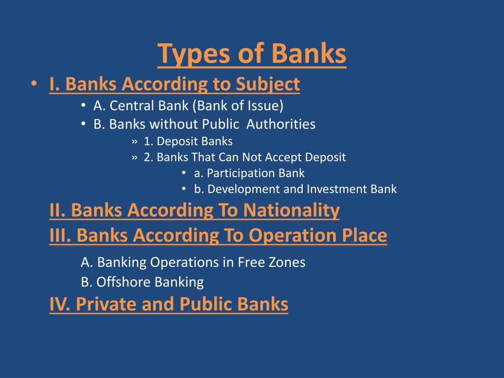 PPT Definition and Types of Banks PowerPoint Presentation, free