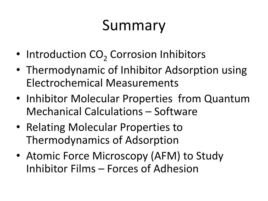 PPT Mechanism of CO 2 Corrosion Inhibitors PowerPoint