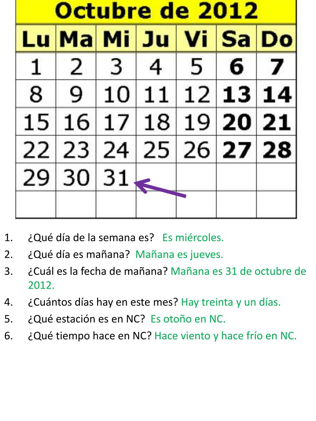 PPT ¿ Qué día de la semana es ? ¿ Cuál es la fecha de hoy? ¿ Qué día
