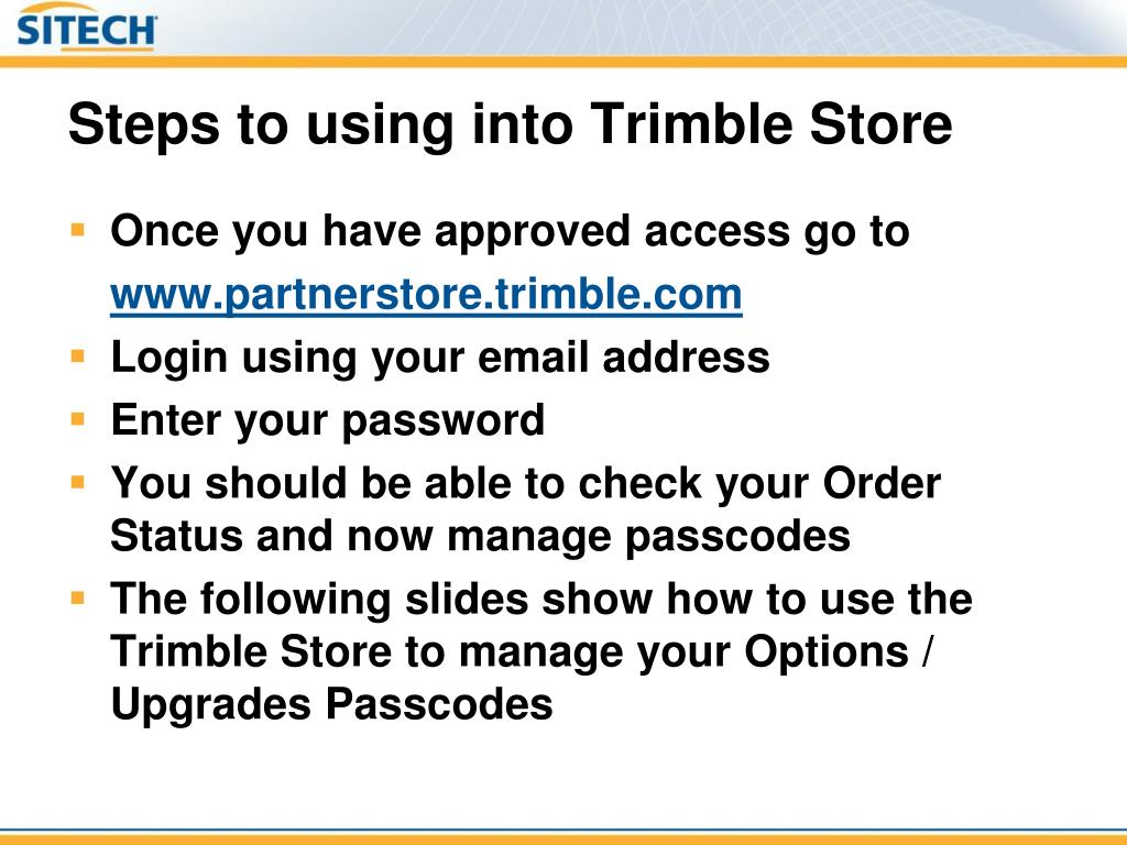 PPT The Trimble Store and Passcodes PowerPoint Presentation, free download ID2040666