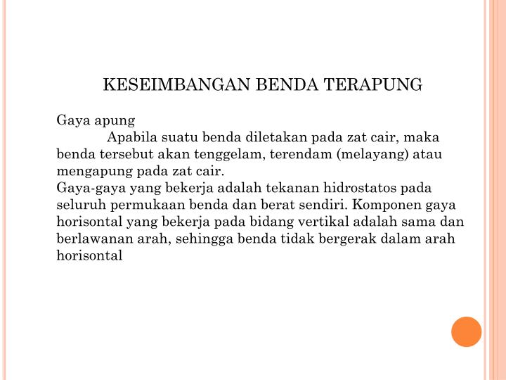 PPT MEKANIKA FLUIDA STABILITAS BENDA TERAPUNG PowerPoint Presentation