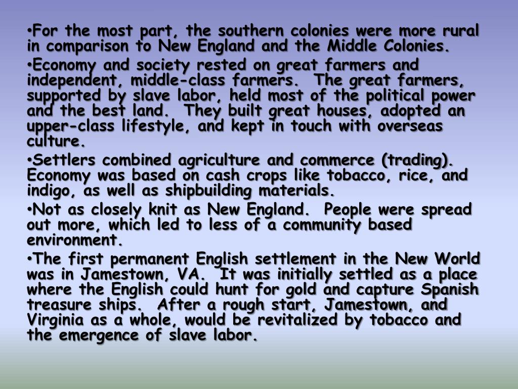 PPT The Southern Colonies and the “Social Experiment” of