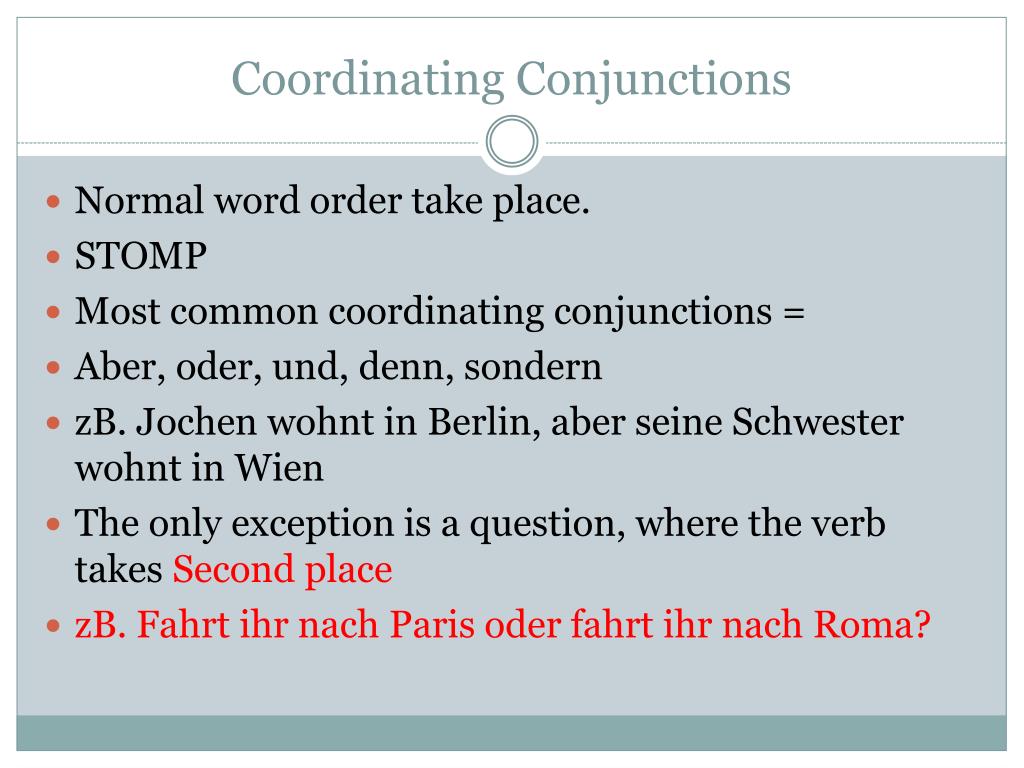 PPT German Conjunctions PowerPoint Presentation, free download ID
