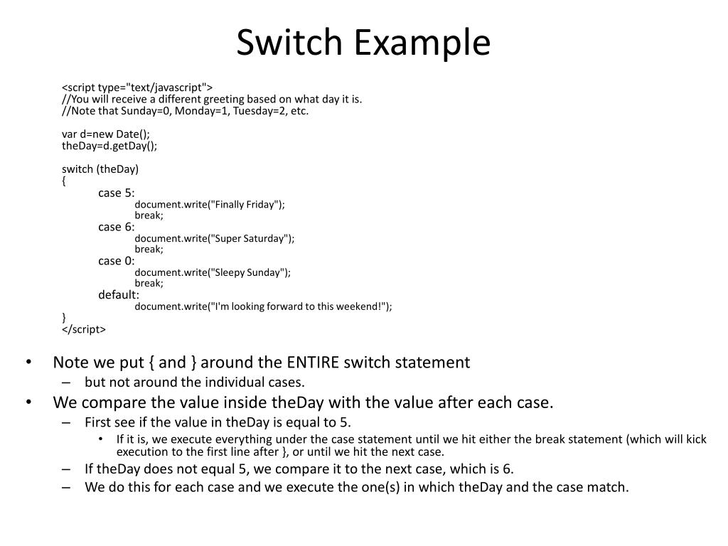 PPT JavaScript Switch Statement PowerPoint Presentation, free