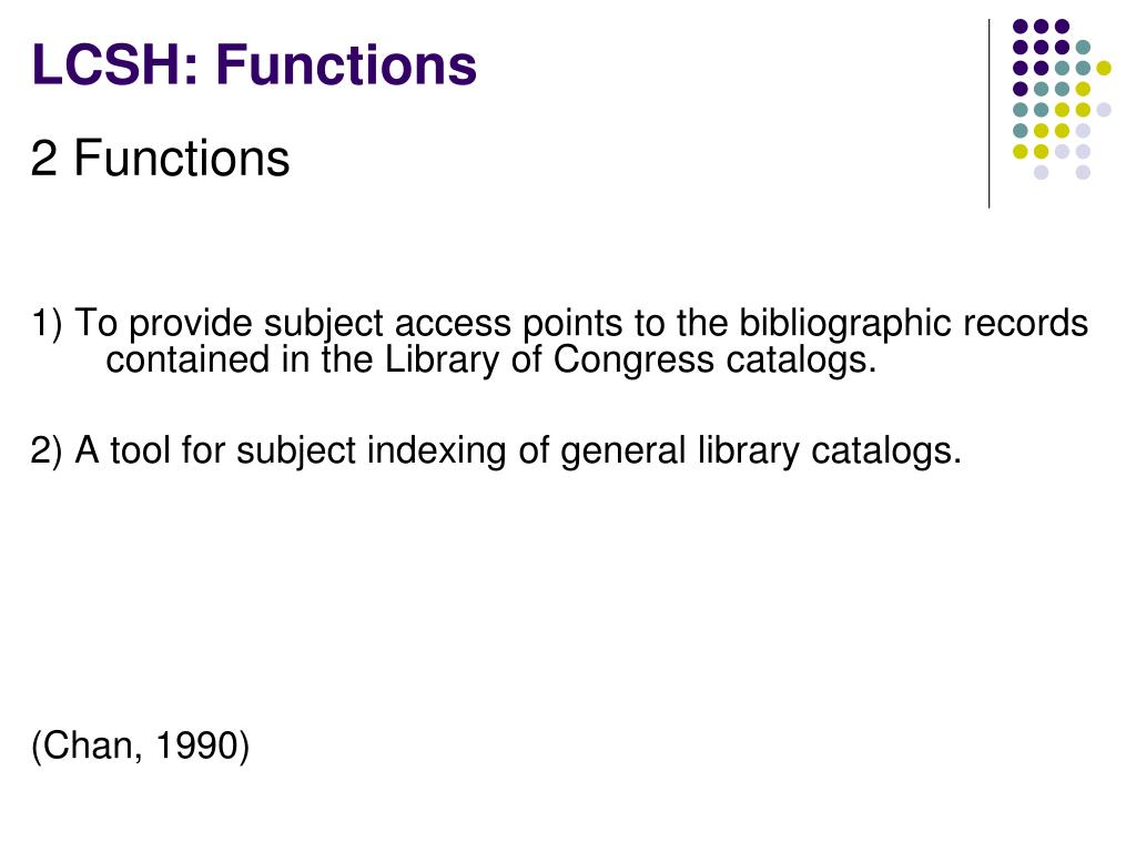 PPT Library of Congress and Sears Subject Headings PowerPoint PPT Library of Congress and Sears Subject Headings PowerPoint