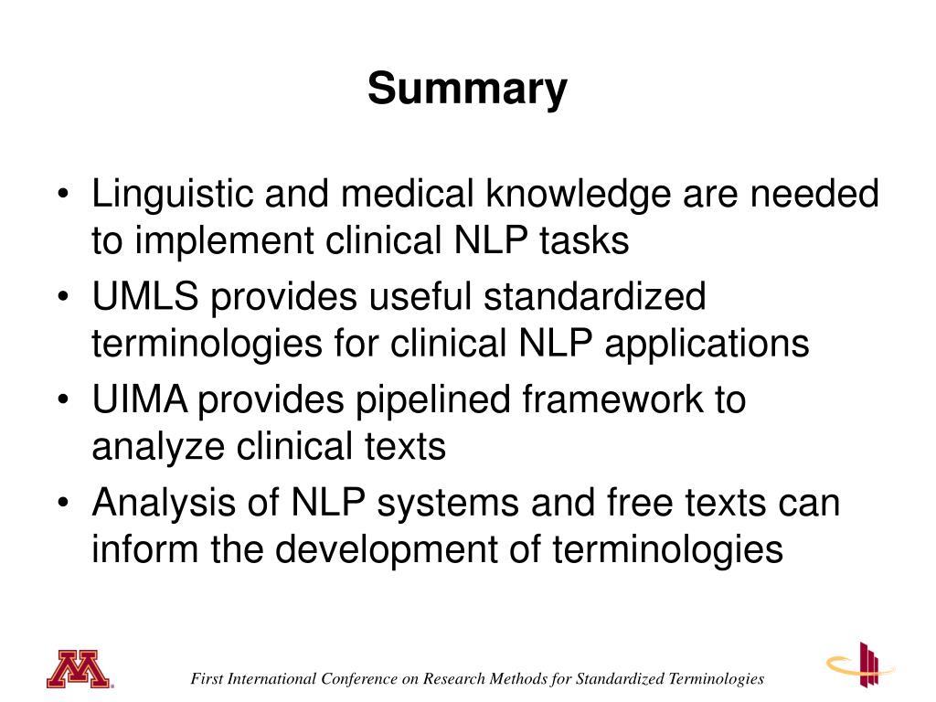 PPT Natural Language Processing and Standardized Terminologies