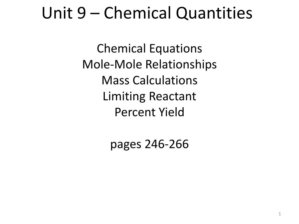 PPT Unit 9 Chemical Quantities PowerPoint Presentation, free