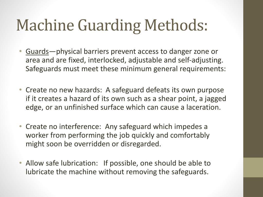PPT Prevention of Machine Guarding Injuries and OSHA Compliance