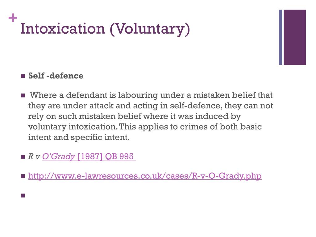 When is voluntary intoxication a defense?