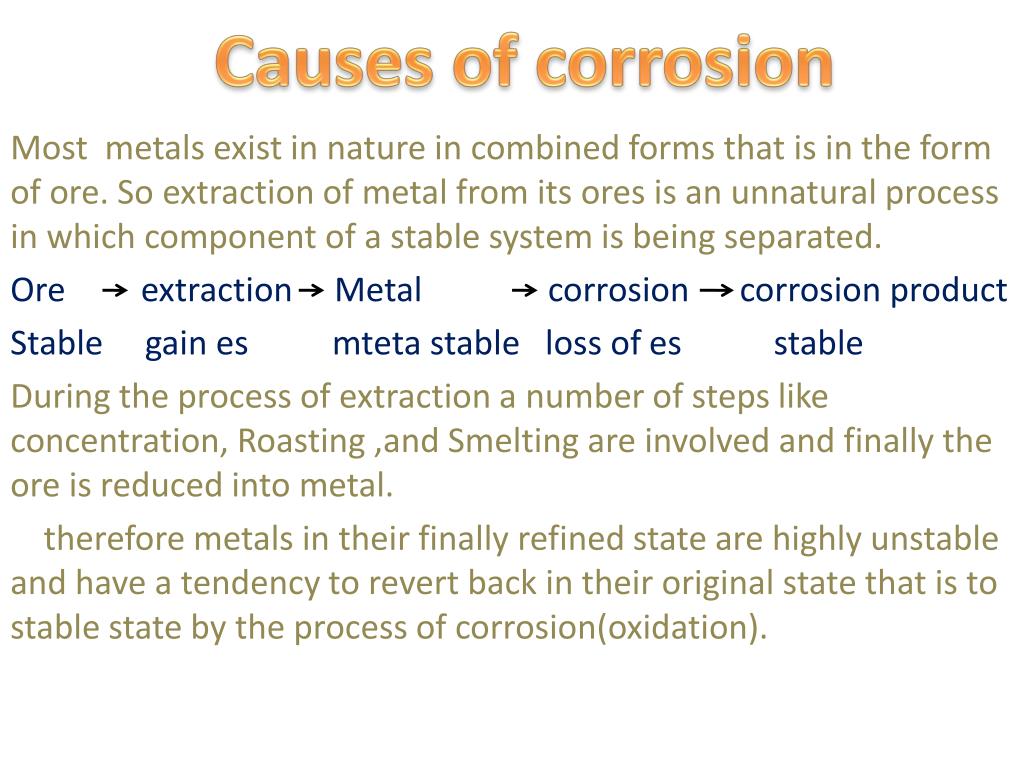 PPT Introduction of Corrosion Facts about Corrosion Causes of Corrosion Types of corrosion
