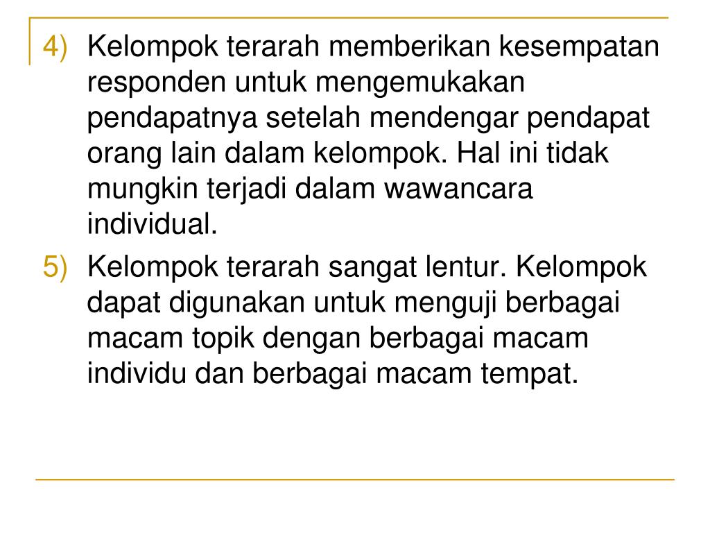 PPT DISKUSI KELOMPOK TERARAH (FOCUS GROUP DISCUSSION) PowerPoint