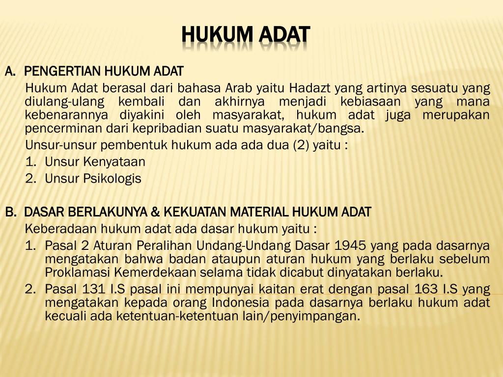 PPT HUKUM ADAT PowerPoint Presentation, free download ID2124877