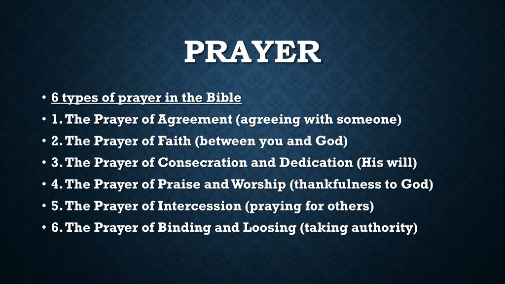 PPT 6 types of prayer in the Bible PowerPoint