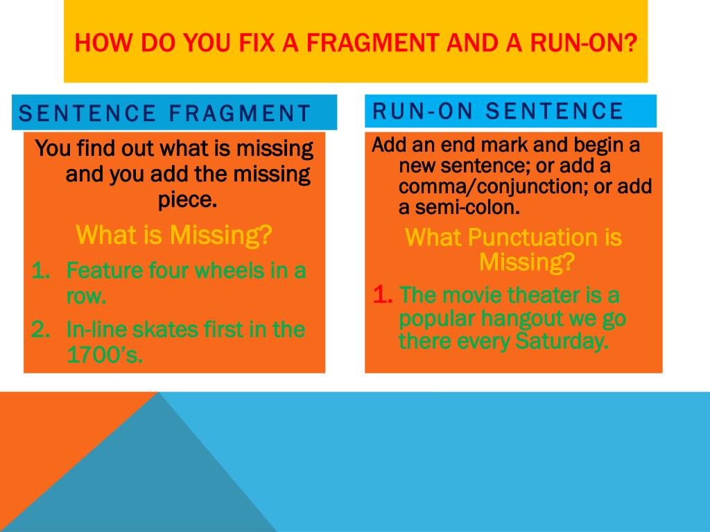 PPT - Sentence Fragments and Run-On Sentences PowerPoint Presentation