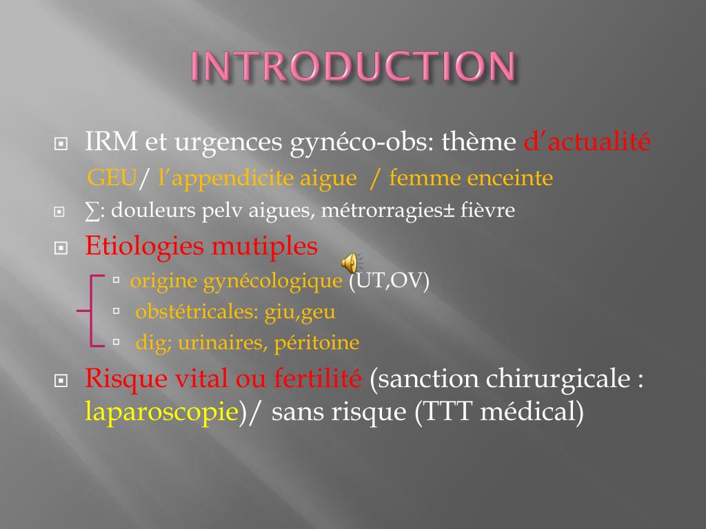 PPT IRM dans les urgences gynécologiques et obstétricales PowerPoint