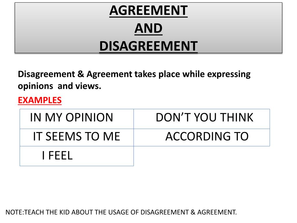 PPT AGREEMENT & DISAGREEMENT PowerPoint Presentation, free download