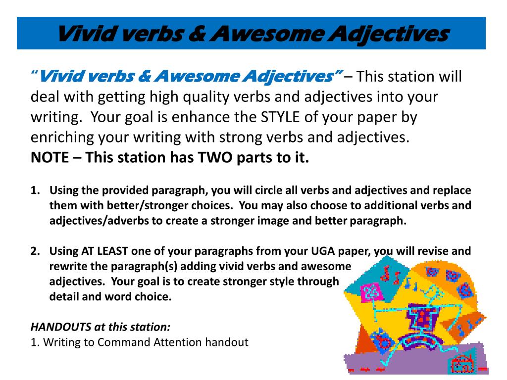 PPT Vivid verbs & Awesome Adjectives PowerPoint Presentation ID2148795