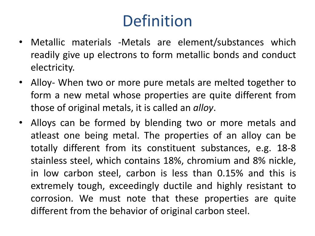 PPT METALLIC MATERIALS PowerPoint Presentation, free download ID