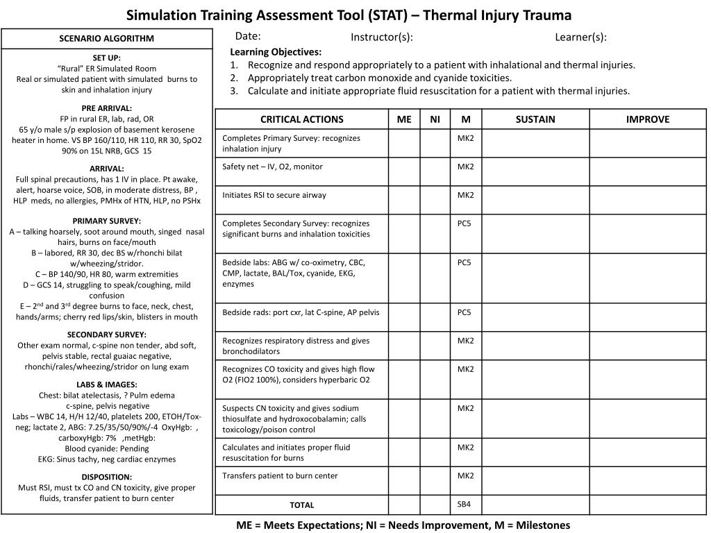 PPT Simulation Training Assessment Tool (STAT ) Thermal Injury