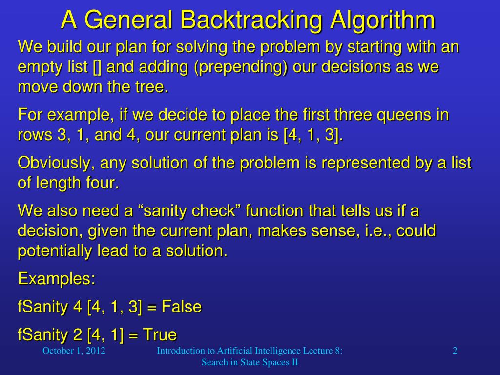 PPT A General Backtracking Algorithm PowerPoint Presentation, free