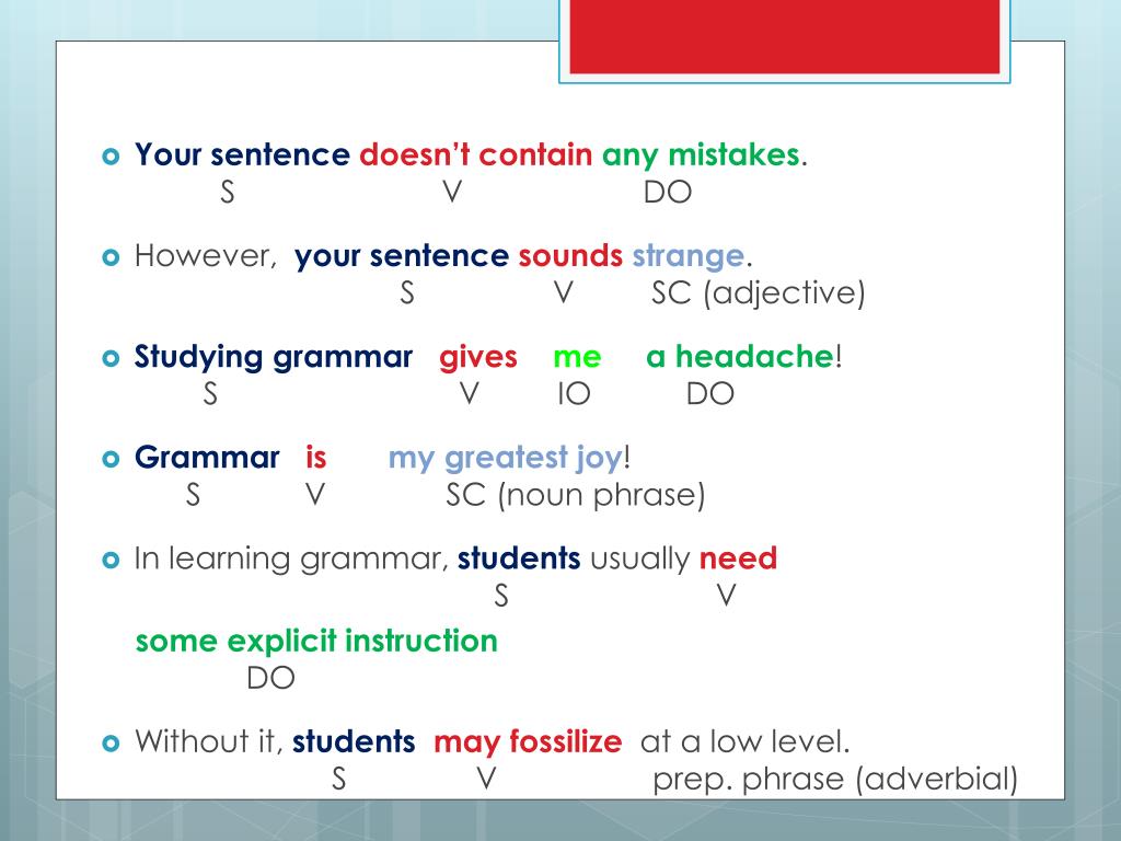 PPT 4 basic sentence structures; Verb types; Argument structures