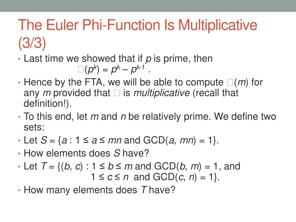 PPT The Euler PhiFunction Is Multiplicative (3/3) PowerPoint