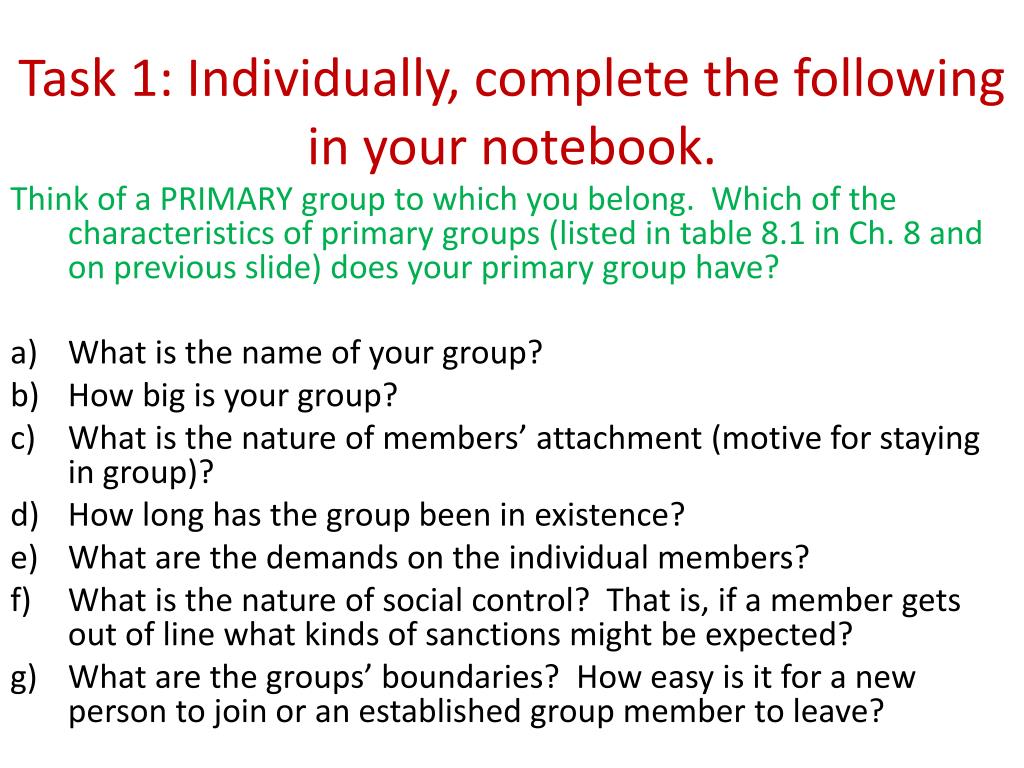 PPT Primary versus Secondary Groups PowerPoint Presentation, free