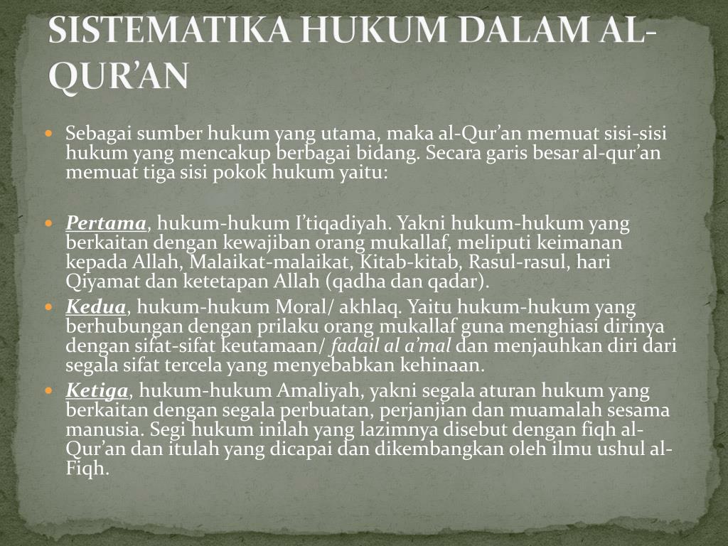 PPT ALQURAN SEBAGAI SUMBER HUKUM PERTAMA ISLAM DAN SEJARAH PEMBUKUAN