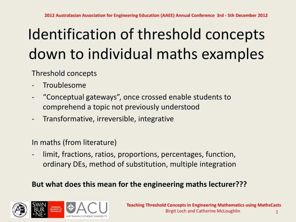 PPT Identification of threshold concepts down to individual maths