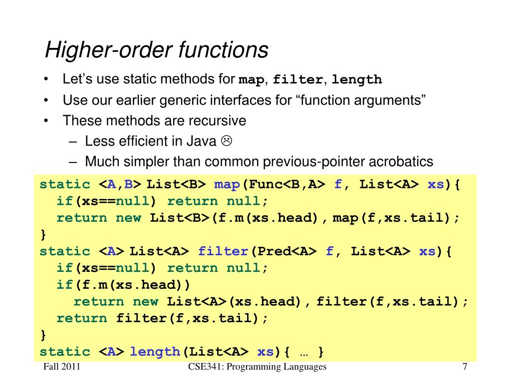 PPT CSE341 Programming Languages Lecture 11 Closures ish Java & C