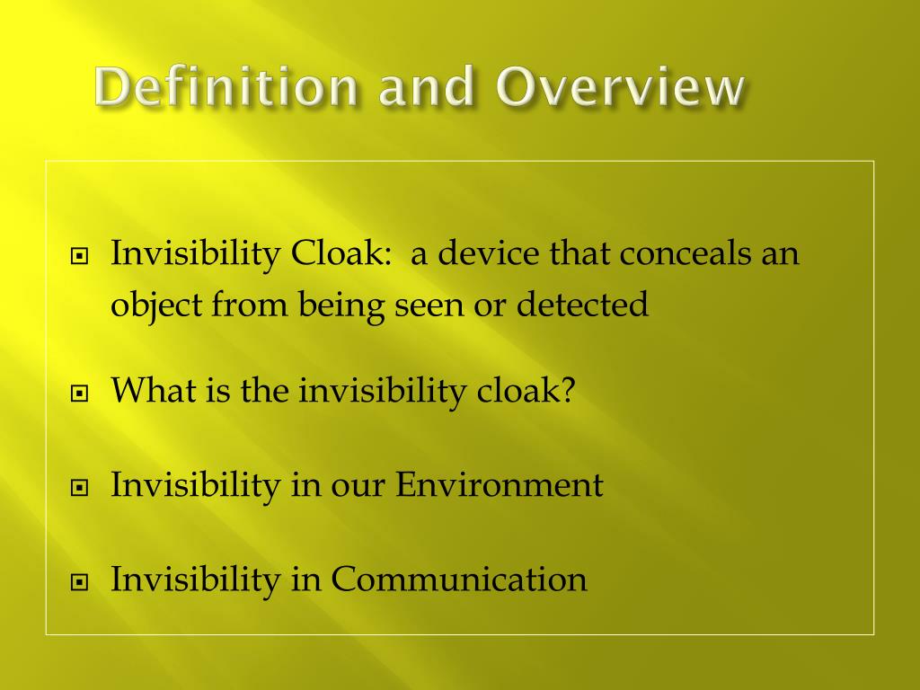 PPT Invisibility Cloak PowerPoint Presentation, free download ID